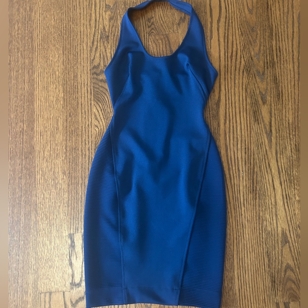 French Connection Blue Halter Bodycon Mini Dress Size 0